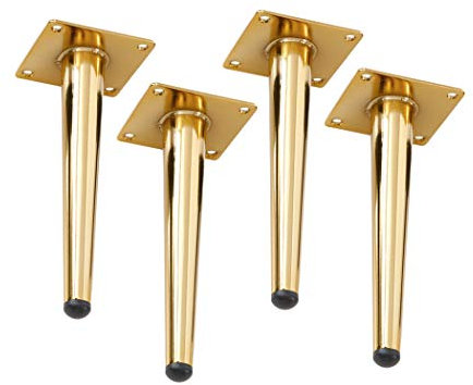 4 MöBelfüße, Gerade Konische MöBelfüße MetallmöBel Tragen Füße Sofabeine Schrankfüße Tischbeine Fuß Des Bettes DIY Eisenwaren Möbel-Zubehör,Golden(12cm)