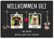 Hunde Schild personalisiert - Willkommen bei - Metallschild mit Foto und Name für außen, wetterfestes Türschild für Hundebesitzer - ca. DIN A4-28 x 20 cm, zwei Tiere, anthrazit