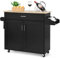 COSTWAY Carrello da Cucina con Ruote di Gomma, Scaffale per Microonde Carrello Servizio, Credenza Cucina Legno Moderno Elegante, 116 x 37 x 85 cm (Nero)
