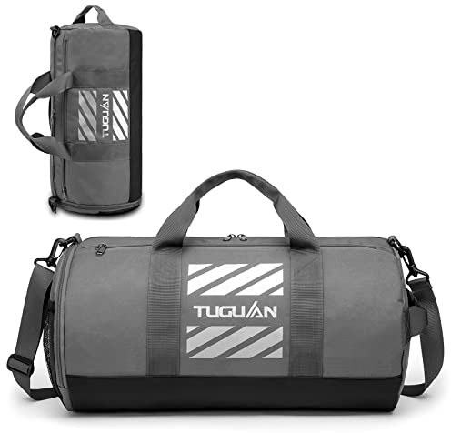 TUGUAN 40L Sporttasche Herren Trainingstasche mit Schuhfach und Nassfach Wochen Reisetasche Handgepäck Tasche für Sport Gym Fitness Basketball Fußball, Grau