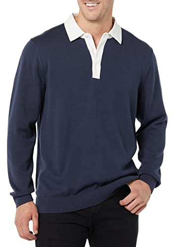 Amazon Essentials Men's Rugby Sweater, Dark Navy, X-Small