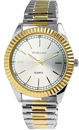 Excellanc Damen-Uhr Edelstahl Zugband Analog Quarz 1700063 (silberfarbig goldfarbig)