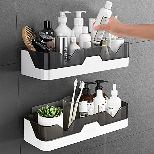 SHBaizoy 2 Stück Duschregal Badezimmer Regal ohne Bohren Wandmontage Badezimmerregale Plastik Duschkörbe für Badezimmer/Küche.