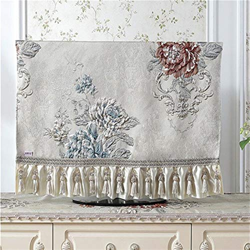 Tv HüLle Outdoor Luxus-TV-Abdeckung 32-75 Zoll Außen 3D-Chic Staubdichtes Protect Plasma-Fernseher Tischläufer Tuch Tischset Staubschutz (Color : Beige, Specification : 32 Inch (77x48))