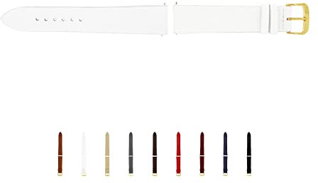 SELVA Uhrenarmband, 14-24 mm, Leder, zum Wechseln, Ersatzarmband für Smartwatch, Made in Germany, Größe:14 mm, Farbe:Weiß mit Goldener Schließe