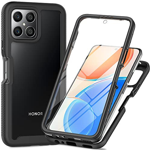 XINNI Funda para Honor X8 4G Antichoques 360 Grados con Protector de Pantalla Integrado Robusto Doble Cara Bumper Transparente Case Completa Carcasa, Negro