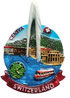 3D Geneva Switzerland Fridge Magnet Souvenir Gift,Resin Handmade Geneva Refrigerator Magnet Home & Kitchen Decoration Collection