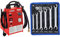 KS Tools 160.0700 Bremsenwartungsgerät KS5, 5 Liter & BGS 1745 | Offener Doppel-Ringschlüssel-Satz | 6-tlg. | SW 8 x 9-18 x 19 mm | inkl. Tetron-Rolltasche | CV-Stahl