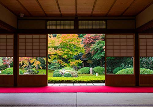 wandmotiv24 Fototapete Japanische Architektur Garten, 300 x 210 cm - selbstklebende Vliestapete 150g, Wanddeko, Wandbild, Wandtapete, Japanischer Stil Japan M5924