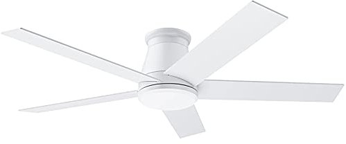 wurzee 52 Ceiling Fan with Light, White Flush Mount 6 Speeds DC Reversible Motor, Timing, Dimmable for Bedroom, Kitchen, Patios