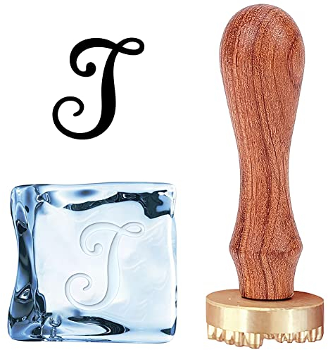 CRASPIRE J Ice Stamp Letter With Removable Brass Head & Wood Handle - Vintage Branding for Cubes, Cocktails, Whiskey, Mojito Drinks - Bar Making DIY Crafting