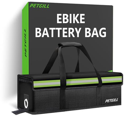 PETGILL E-Bike Battery Safe Bag Explosionproof - Large Capacity Fireproof Lipo Bag for Ebike Battery Charging and Storage (M 16.1x5.5x5.1Inches)