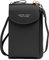 QEEQPF 1 borsa per telefono da donna,borsa per telefono in pelle PU,borsa a mano,a tracolla con tracolla lunga staccabile regolabile e fessure per carte per donne e ragazze (nero),18 x 11 x 4 cm