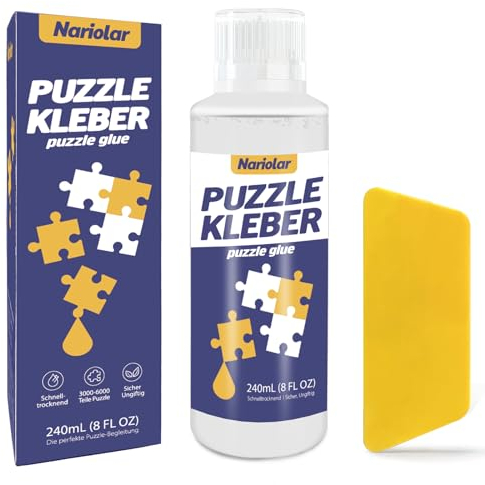 Nariolar Puzzle Kleber Transparent mit Applikator Geeignet zum Befestigen und Aufhängen von Puzzles, Schnell Trocknend,240ml
