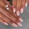 Almond False Nails Short, 24Pcs French Pink Glitter Glossy Press on Nails with Adhesive Tabs, Oval Acrylic Full Cover Reusable Stick on Nails for Women and Girls Nail Art DIY Decoration
