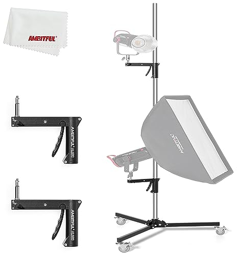 AMBITFUL AL250 Stahl Wheeled Pistolengriff Heavy Duty Light Stand für Fotografie mit Schiebearm Chrom-überzogener Säulenständer, MaxSuitable für Light Stand Fotografie