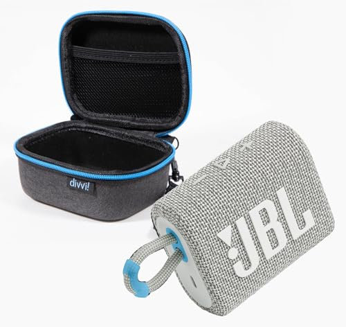 JBL GO3 Portable Bluetooth Wireless Compact Speaker Bundle with divvi! Protective Fitted Hard Case - ECO White