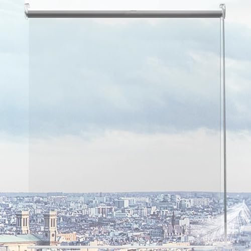 kufu01 Clear Roller Shade,Pvc Transparent Roll Up Blinds,Thermal Insulated Waterproof,Rainproof,Dust-Proof Easy to Lift Roller Blinds,for Bedrooms,Bathroom,Hotel with Fittings (W110xH180cm/W43 xH71)