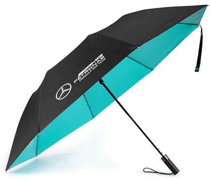 Mercedes AMG Petronas Paraguas compacto F1 - Negro- Dimensiones: Longitud del mango: 45 cm/Diámetro abierto: 105 cm