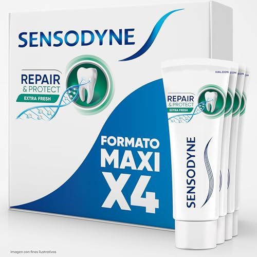 Sensodyne Repair & Protect Extra Fresh Zahnpasta, Linderung für empfindliche Zähne, dauerhafter Schutz vor Zahnempfindlichkeit, 4 x 75 ml