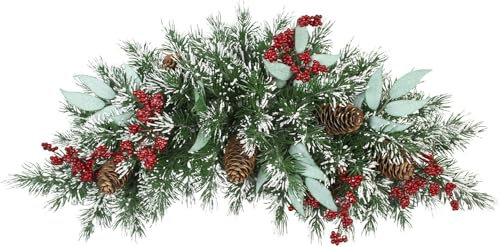 SHACOS Weihnachskranz Tür 65 cm, Weihnachten Swag, Tannenkranz Künstlich, Weihnachtsdeko Kranz, Weihnachtsgirlande, Türkranz, Wandkranz, Weihnachten Dekokranz für Haustür, Wand, Fenster