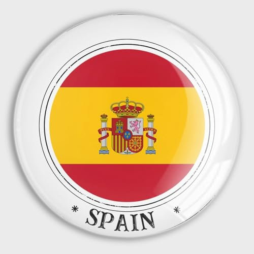 Evans1nism Magneti con bandiera della Spagna per frigorifero, lavagna magnetica per frigorifero, festività internazionali, piccoli magneti in vetro, bandiere per vacanze, graziosi, per frigorifero,