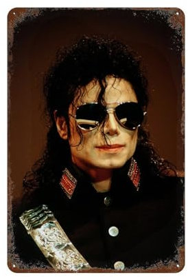 HAMAQAA Michael Jackson mit Sonnenbrille, Wanddekoration, Kunst, Metallblechposter, moderne Heimdekoration, Kunst, Metallposter, Hausbar, Laden, Dekorationen, Vintage-Schild, Geschenk, 30 x 20 cm