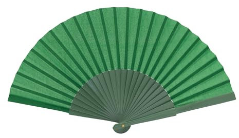 MAPIMANIA - Faltbare grüne Fächer aus handlackiertem Holz und Stoff, Fächer Hochzeit faltbar, Spanischer Fächer, Japanischer Fächer