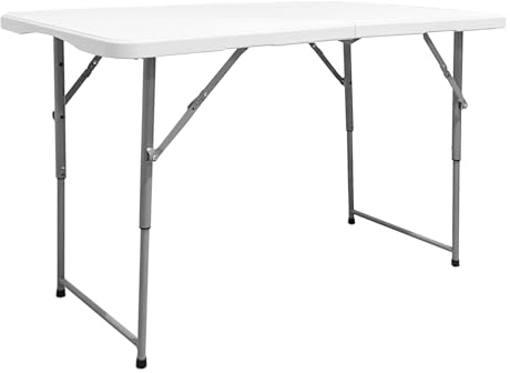 The Homeweeks Klapptisch, massiv, 120 x 60 x 48/61/74 cm, höhenverstellbar und tragbar, für den öffentlichen Gebrauch im Innen- und Außenbereich (EN 581-1/3), Tischplatte aus HDPE-Harz, 3,5 cm
