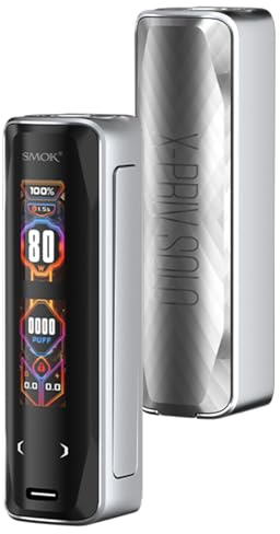 SMOK X-PRIV Solo Box Mod[Erfordert 1 x 18650 Batterie, separat verkauft],80W,510-Anschluss mit Gewinde, DL Vaping,Dual Screen Display-No Nikotin (Silver Lines)