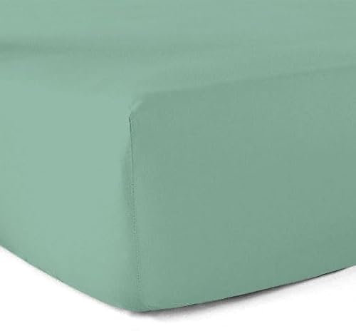 Drap-Housse 100% Coton 57 Fils Vert Tilleul 160 x 200 cm - Bonnet 30 cm