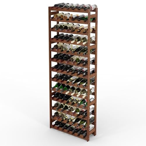 Lenmar, Weinregal aus Holz für Flaschen, Natur, RW-1, Wein, Flaschenregal, Kellerregal, Regale, Flaschenhalter (Braun, RW-1-91, 198 x 72,5 x 25, 13 liegen, 91 Flaschen)