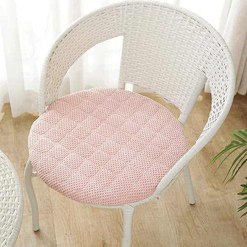 Generisch Rund Stuhlkissen 6er 4er 2er Set, Weiche Stuhlkissen Waschbar Sitzkissen Stuhl rutschfest,Cordstoff Sitzpolster Stuhlauflage Bodenkissen Für Küche Esszimmer Garten,Rosa,2er Set 35cm