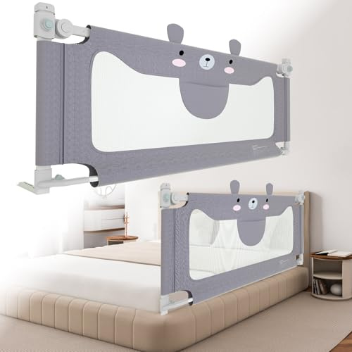 Kuro-sagol Rausfallschutz Bett Bettgitter für Baby Elternbett mit Absenkbarem Design und praktischer Aufbewahrungstasche, Höhenverstellbar, 180cm