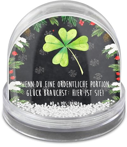 Mr. & Mrs. Panda Weihnachtskugel Blume Kleeblatt - Geschenk, Schneekugel, Glück, Kleeblätter, Umzug, Weihnachts, Schüttelkugel, Garten, Glücksbringer, Weihnachten, Motivation