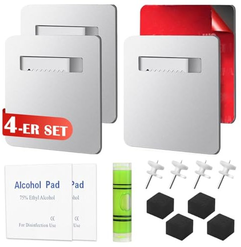 UENXRXE Colgadores Para Cuadros y Espejos,4 Piezas Perchas Para Placas De Imágenes Autoadhesivo,Gancho Soporte Fijación Adhesiva Sin Agujeros Para Colgar Cuadros y Espejos De Pared