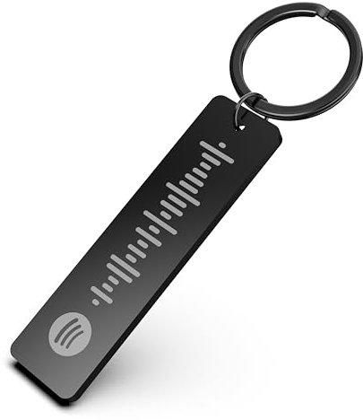 Charmify Personalised Spotify Code Keyring – Custom Engraved Music Gift for Him, Her, or Couples – Stainless Steel Keepsake (Black) Made in UK