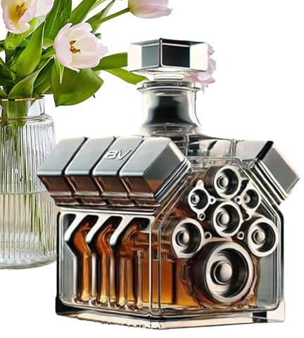 Whiskey Decanter - V8 Engine-Inspired Vodka Bottle Decanter - Wine Dispenser Home Bar Accessories for Tequila, Bourbon, Brandy