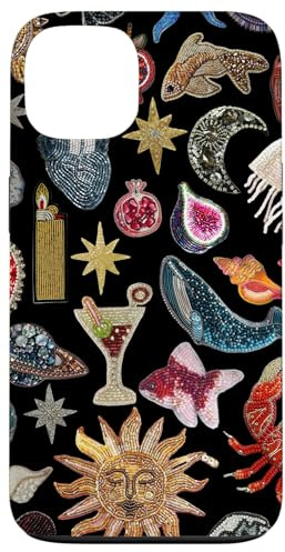 Sun Moon Star Mosaic Charm Collage Y2K Case for iPhone 13