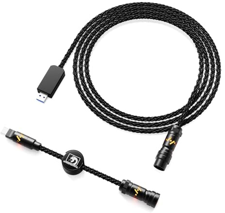 MAMBASNAKE C07 Cavo USB C CNC 8KHz per Tastiera Magnetica, RGB Regolabile | Cavo di Ricarica e Dati Intrecciato in Rame Monocristallino, 1.5M USB A a Tipo C, Connettore Aeronautico 5 Pin (Nero)