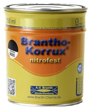 Brantho Korrux Nitrofest Rostschutzfarbe 5Lt. / 6 Kg. / Nitrofest Schwarz Matt RAL9005