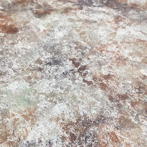SOPHIE LAURENCE Rust Orange Grey Stone Wallpaper Rustic Textured Effect Silver Metallic Shimmer