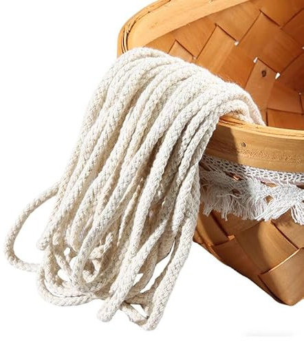 10Meters Braided Cotton Rope 5MM Wide Braided Macrame Cord Beige Twisted Cotton Cord for Sewing DIY Crafting