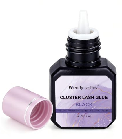 Colla per Ciglia Finte Ciuffetti Professionale Extension Ciglia Colla Eyelash Extension Glue Asciugatura Rapida(Nero-5ml)