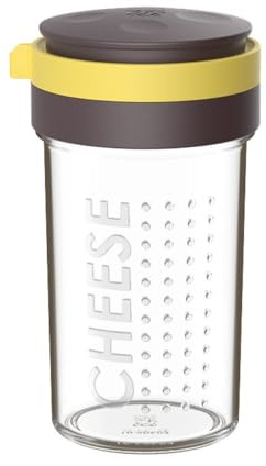 Clear Grated Cheese Bottle,Multifunctional Cheese Sprinkler,Plastic Spice Dispenser,Barbecue Seasoning Jar with Lid(Brown&Yellow)