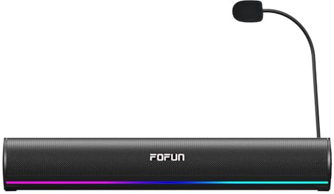 FOFUN 2 in 1 Gaming Soundbar con Microfono Staccabile,Casse per PC con Alimentazione USB, Bluetooth 6.0, Illuminazione LED RGB, 3 EQ Audio per PC Gaming,Laptop,TV,Smartphone