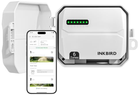 Inkbird Bewässerungscomputer mit Wasserdichte Schutzbox, 6 Zonen, App-Steuerung, WLAN Bewässerungsregler