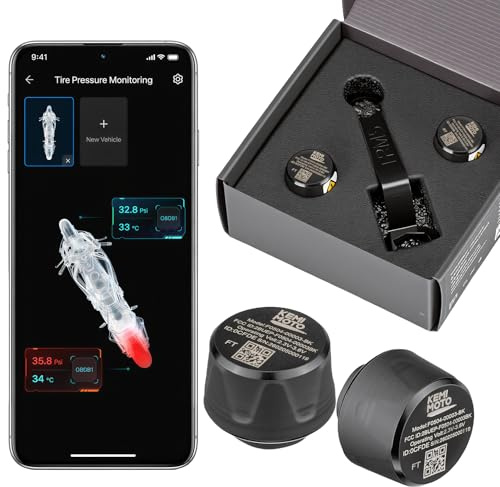 KEMIMOTO Reifendruckkontrollsystem, Motorrad TPMS System, IP67, Reifendruck und Temperatur Monitor, Batterie Langer Lebensdauer, für ATV Dirt Bike