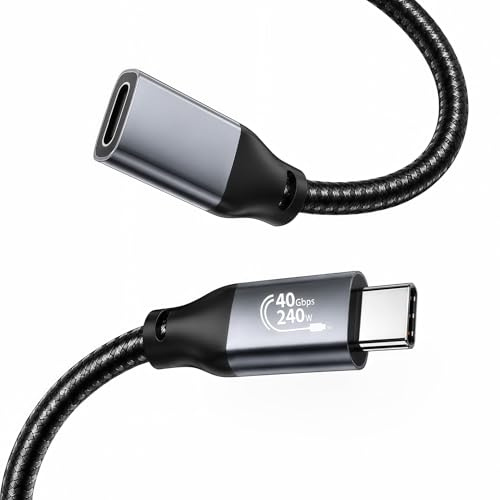 40Gbps USB 4 Extension Cable 240W 48V 1M PD3.1 Fast Charging USB-C3.2 Extender Cord 8K@60Hz Type C Male to Female Extension Cable Compatible with iPhone 17 16 15 Galaxy S25 24 MacBook Thunderbolt 4 3