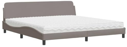 HETFTJN Letto con materasso Dover Talpa 200 x 200 cm, rivestimento in tessuto con struttura in legno di pino, design moderno a onde H2/H3, materasso in schiuma confortevole per camera da letto, camera